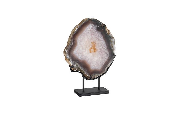 Plaque épaisse en agate sur socle en métal
