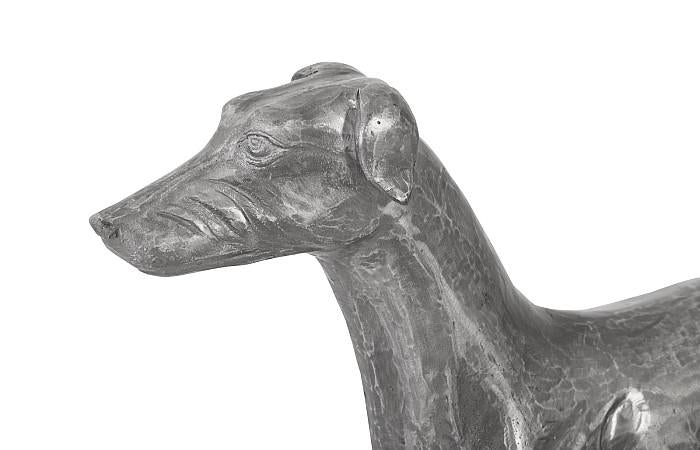 Sculpture de chien en pose, noir/argent, aluminium