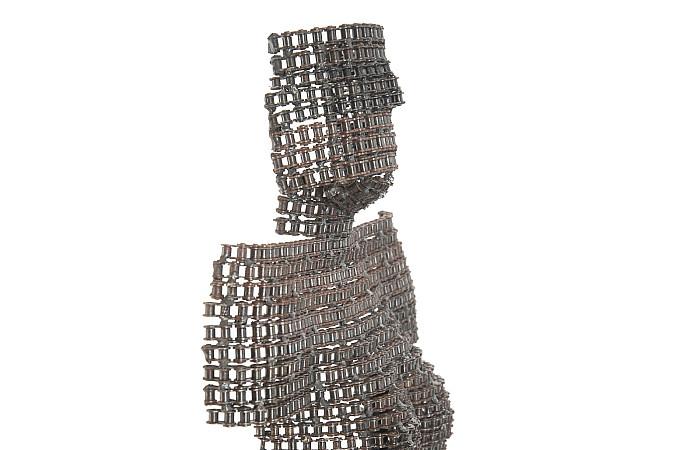 Sculpture de buste en chaîne sur support