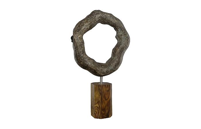 Sculpture en bois métallurgique, acier inoxydable, naturel