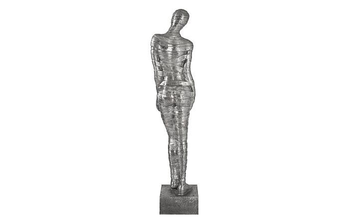 Femme rubanée penchée vers la gauche, noir/argent, aluminium