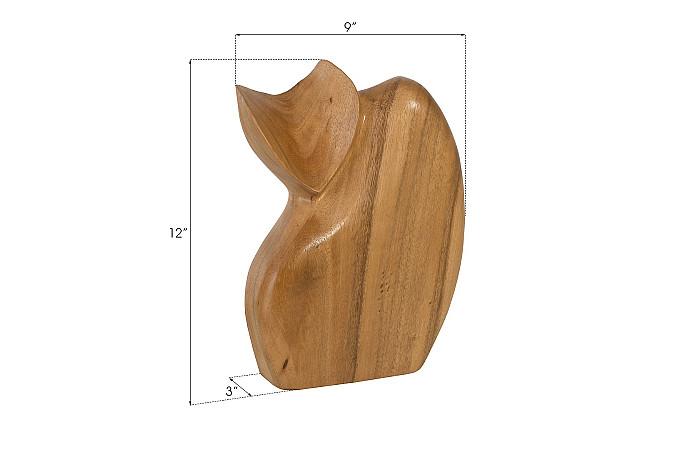 Nuzzled Cat Sculpture Chamcha Wood, Natural