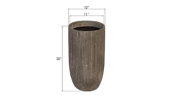 Fluted Planter, Small, Gray