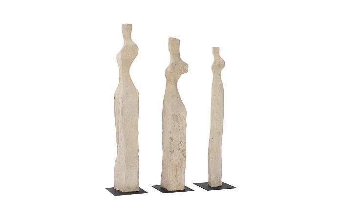Sculptures de femmes moulées, pierre romaine, lot de 3