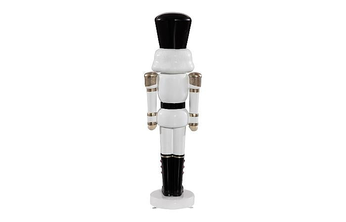 Nutcracker Soldier Sculpture 4ft, Black, White, and Gold