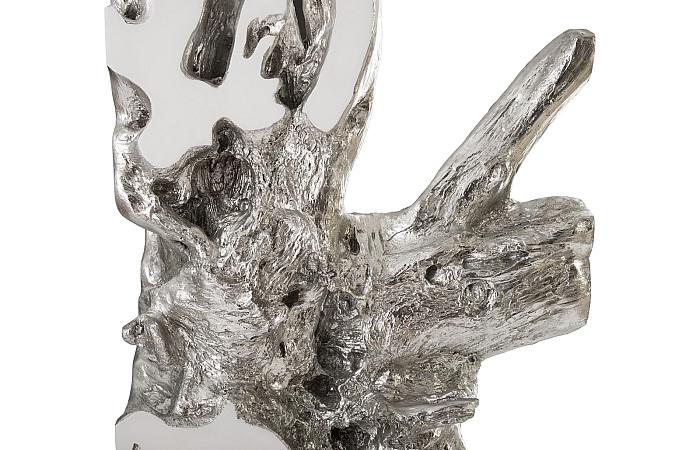 Sculpture de forme libre, blanche, feuille d'argent