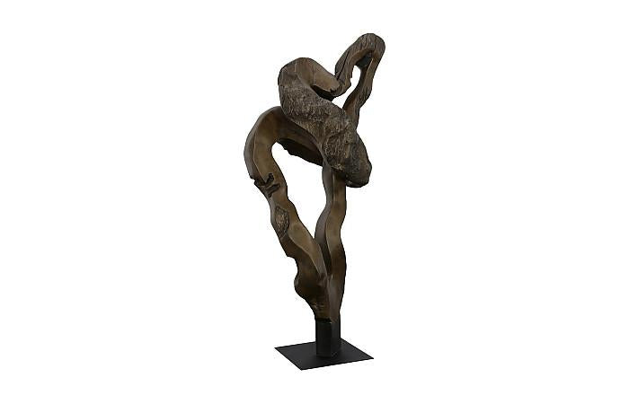 Sculpture en racine de teck moulée, résine, bronze