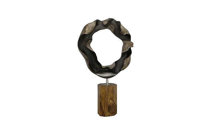 Sculpture en bois métallurgique, acier inoxydable, naturel