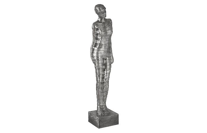 Femme rubanée penchée vers la gauche, noir/argent, aluminium