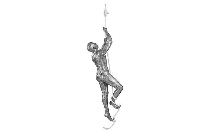 Sculpture d'escalade avec corde, noir/argent, aluminium