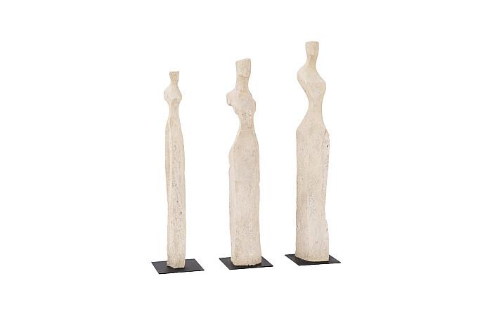 Sculptures de femmes moulées, pierre romaine, lot de 3