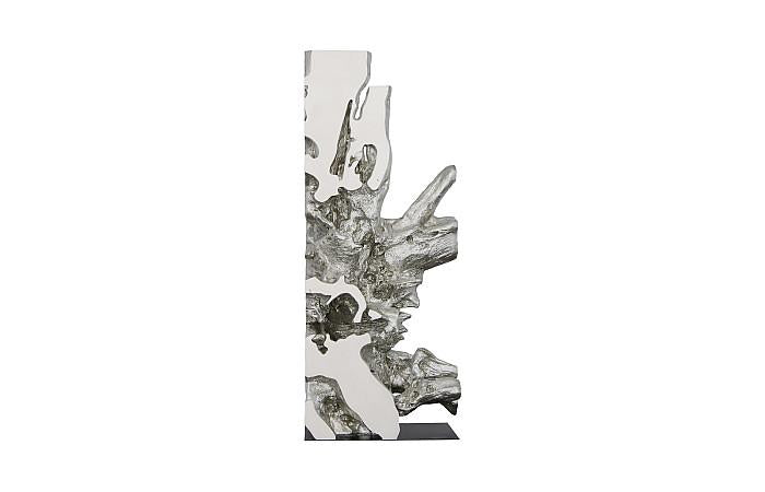Sculpture de forme libre, blanche, feuille d'argent