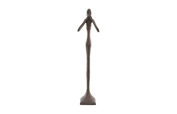 Sculpture élancée « Ne dites pas le mal », grande taille, résine, finition bronze