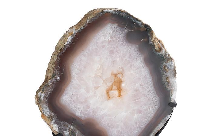 Plaque épaisse en agate sur socle en métal