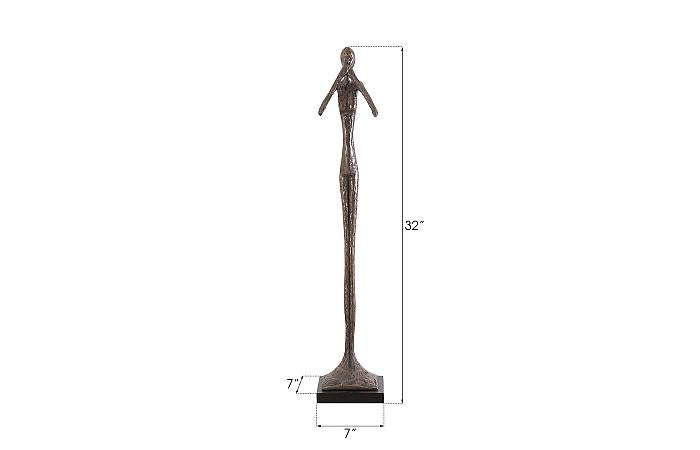 Sculpture élancée « Ne dites pas le mal », petite taille, résine, finition bronze