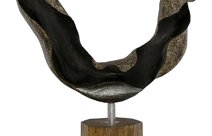 Sculpture en bois métallurgique, acier inoxydable, naturel