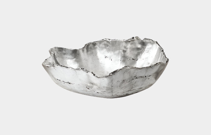 Cast Onyx Bowl, Silver Leaf, Small