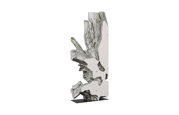Sculpture de forme libre, blanche, feuille d'argent