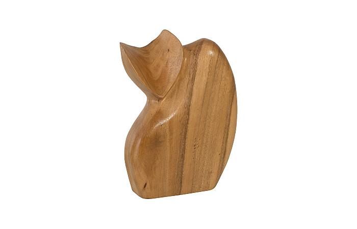 Nuzzled Cat Sculpture Chamcha Wood, Natural