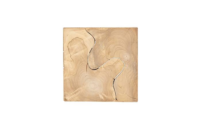 Teak Slice Pedestal, Square, Bleached , SM