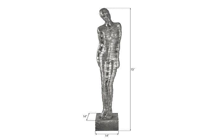 Femme rubanée penchée vers la gauche, noir/argent, aluminium