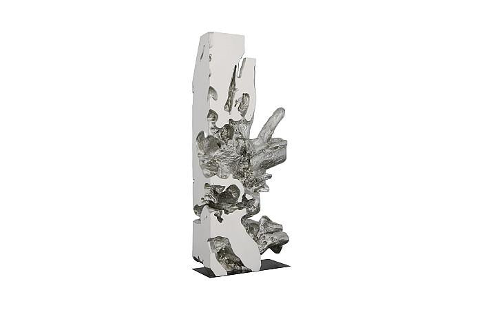 Sculpture de forme libre, blanche, feuille d'argent