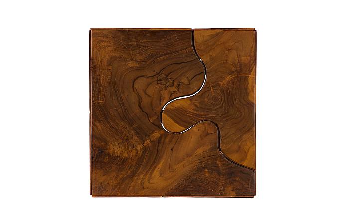 Teak Slice Pedestal, Square, SM