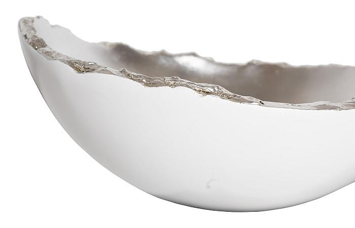Broken Egg Bowl, White and Silver Leaf