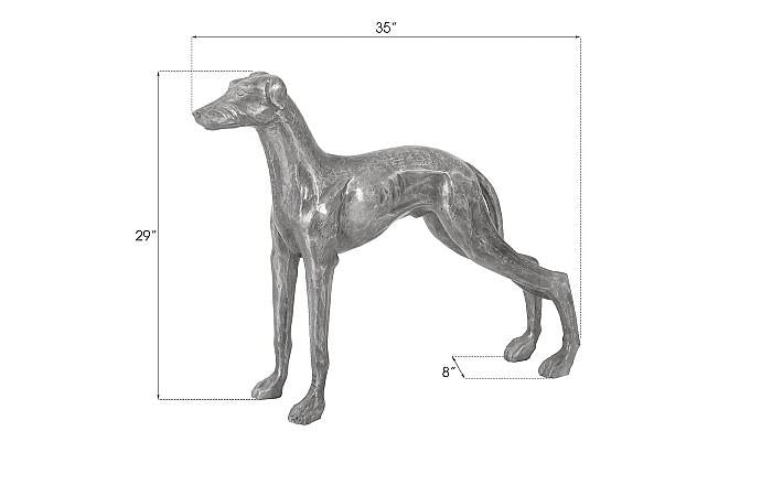 Sculpture de chien en pose, noir/argent, aluminium
