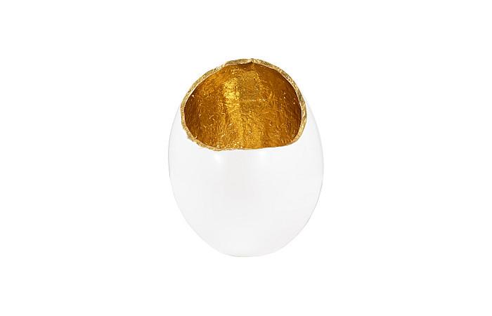 Broken Egg Vase, White and Gold Leaf