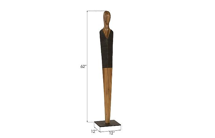 Sculpture d'homme vêtu, taille moyenne, Chamcha, naturel, noir, cuivre
