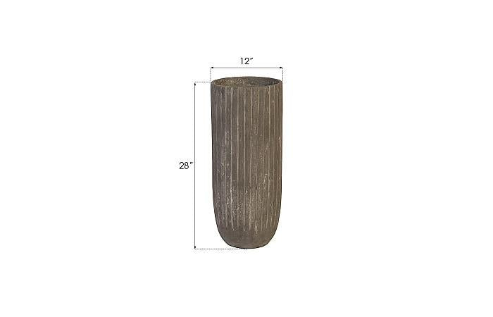 Fluted Planter, Medium, Gray