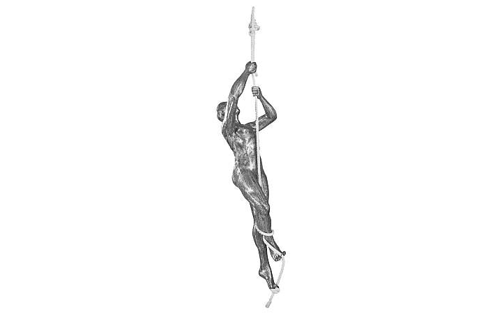 Sculpture d'escalade avec corde, noir/argent, aluminium