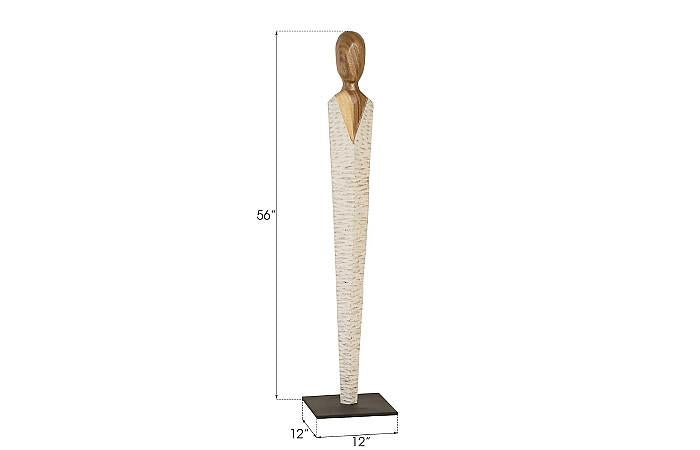 Sculpture de femme vêtue, petite, Chamcha, naturel, blanc, or