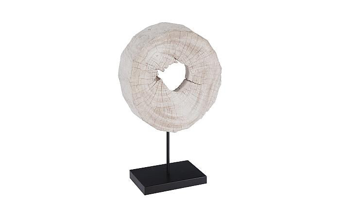 Sculpture circulaire en bois érodé sur support, assortiment