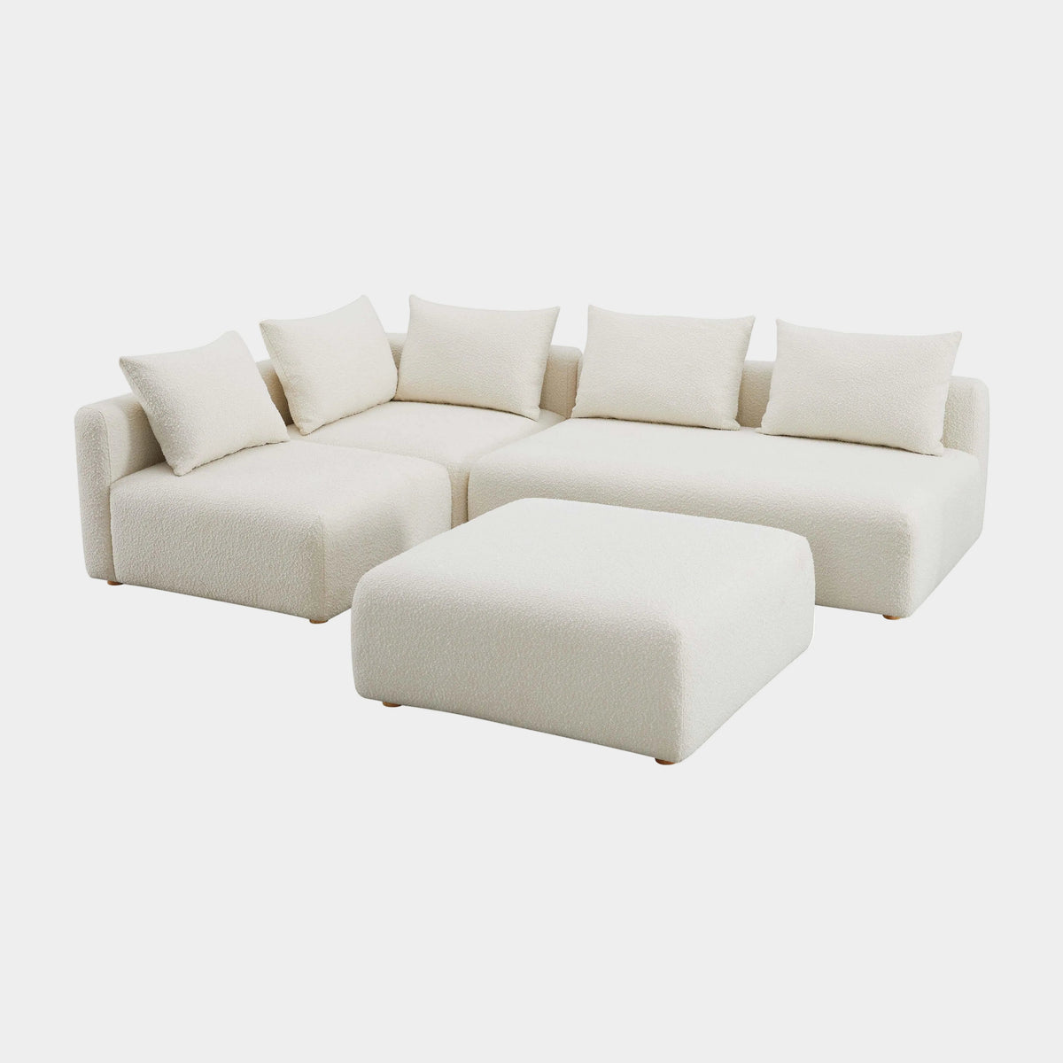Hangover Chaise Sectional - 4 Cream Performance Boucle