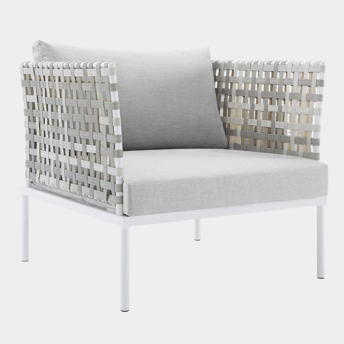 Harmony Sunbrella Basket Weave Outdoor Patio Armchair - Taupe / Gray
