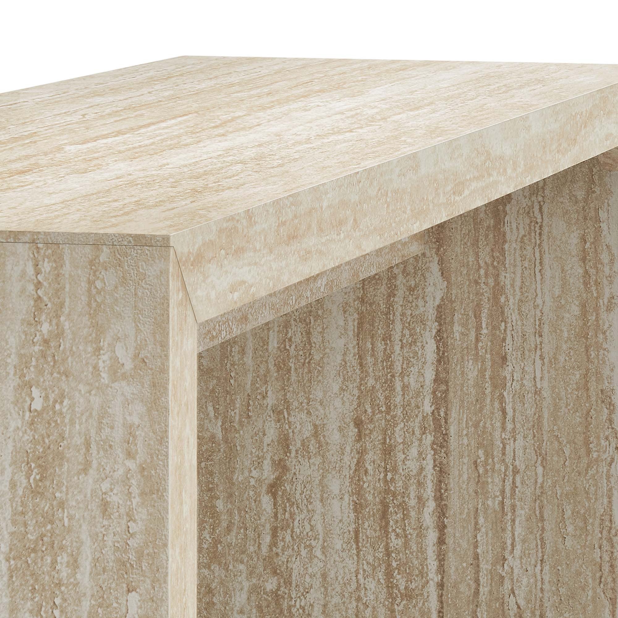 Mirella Faux Travertine Console Tables in Travertine