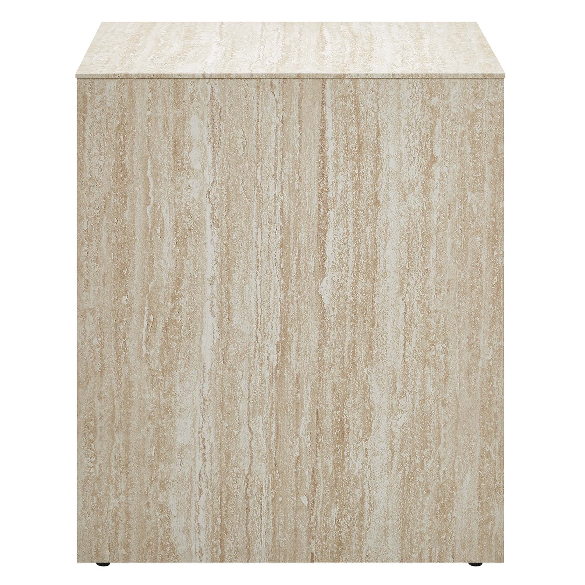 Mirella Faux Travertine Side Table in Travertine
