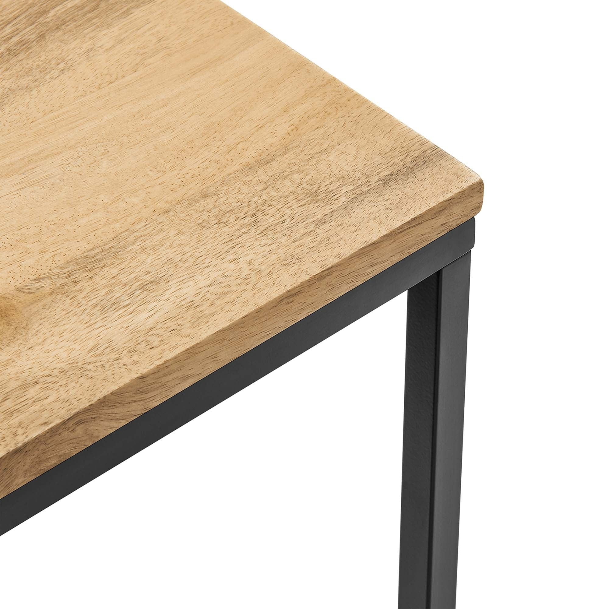 Zora Square Wood and Metal Side Table in Oak