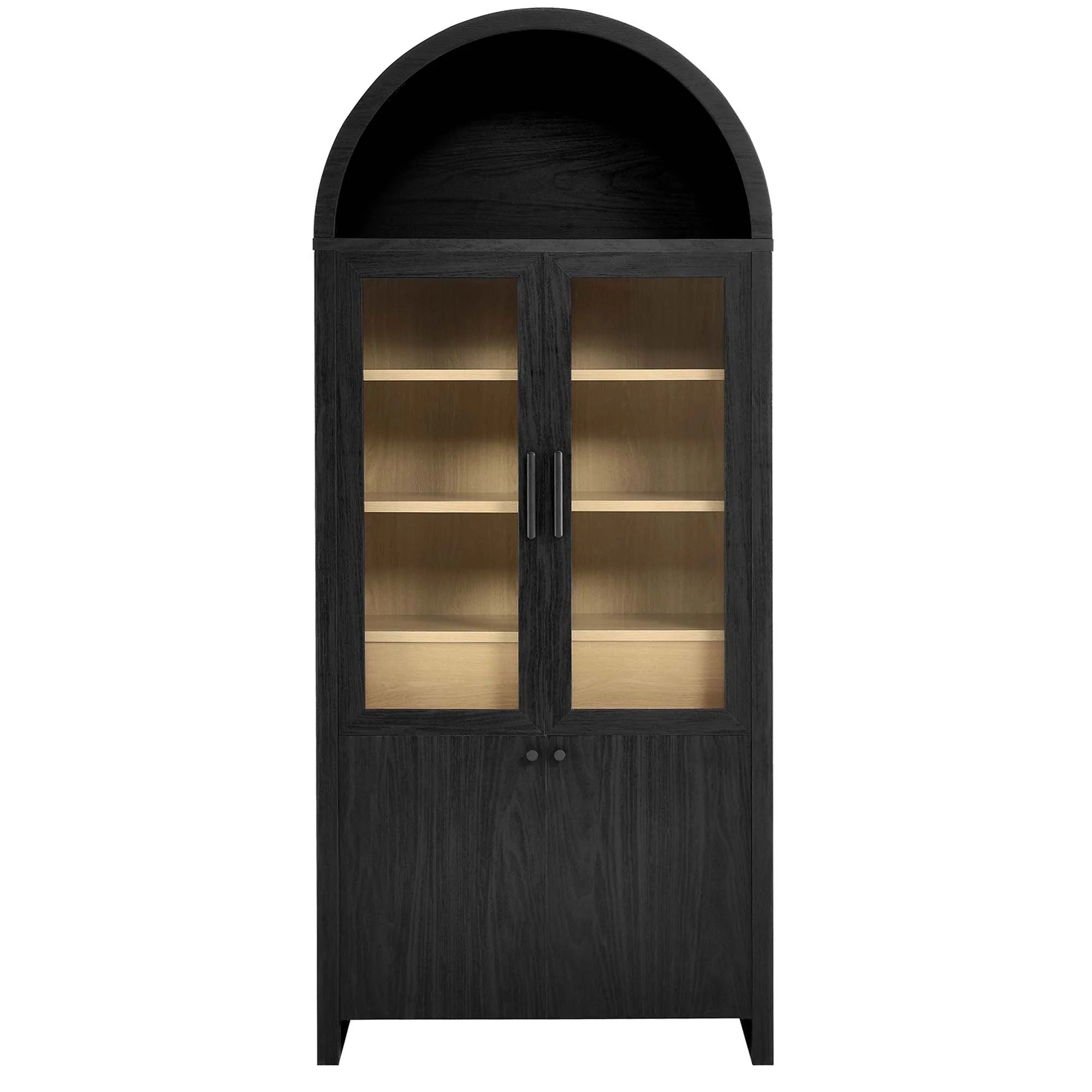 Evie Arched Tall Display Cabinet in Black Oak