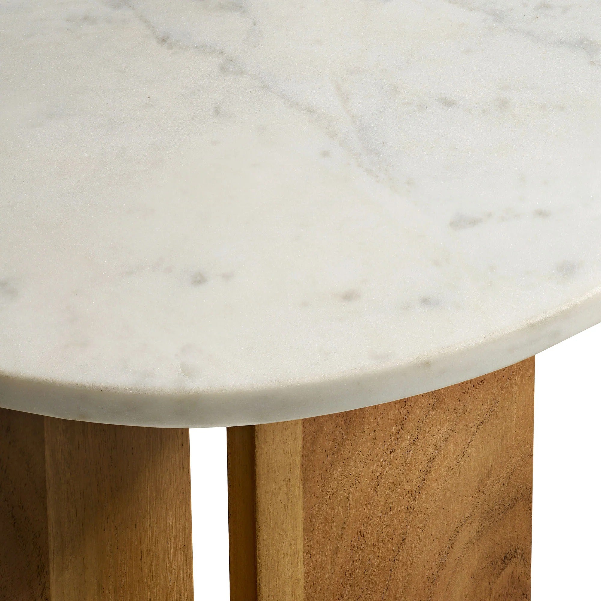 Tarin Acacia Wood and Marble Side Table in Natural