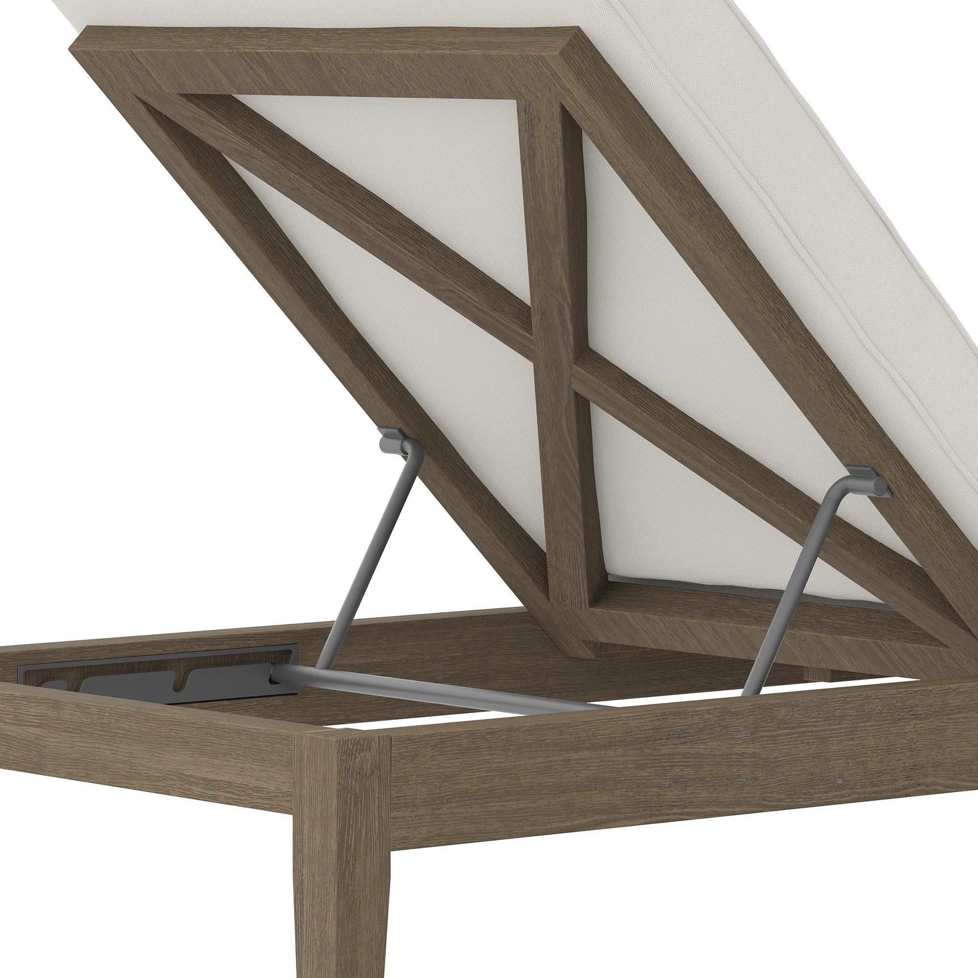 Northlake Outdoor Patio Teak Chaise Lounge in Weathered Gray White