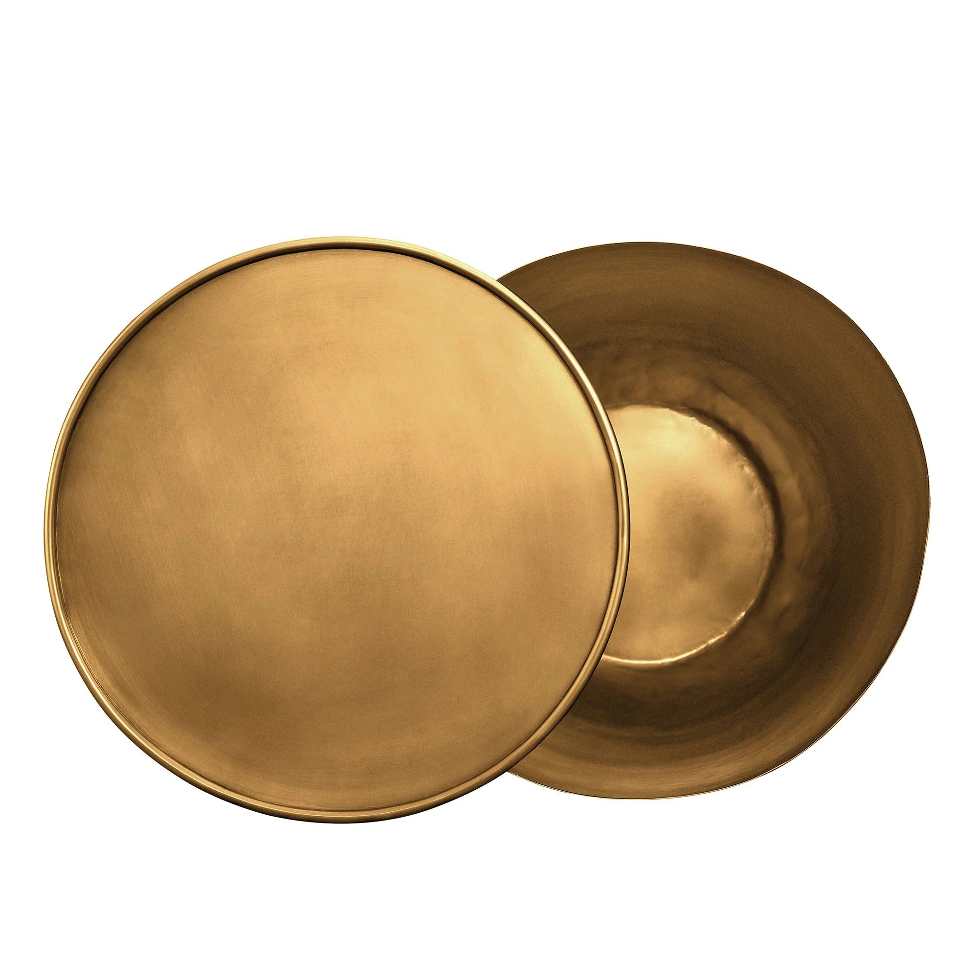 Viora Metal Storage Side Table in Burnished Brass