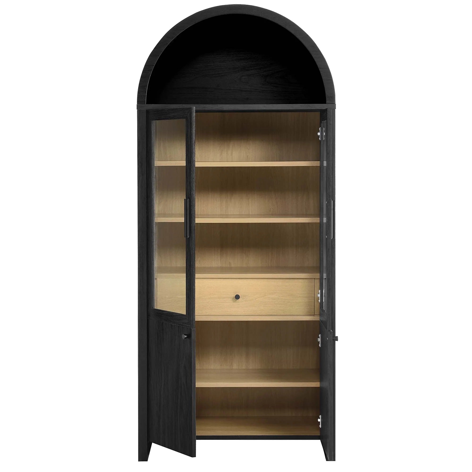 Evie Arched Tall Display Cabinet in Black Oak