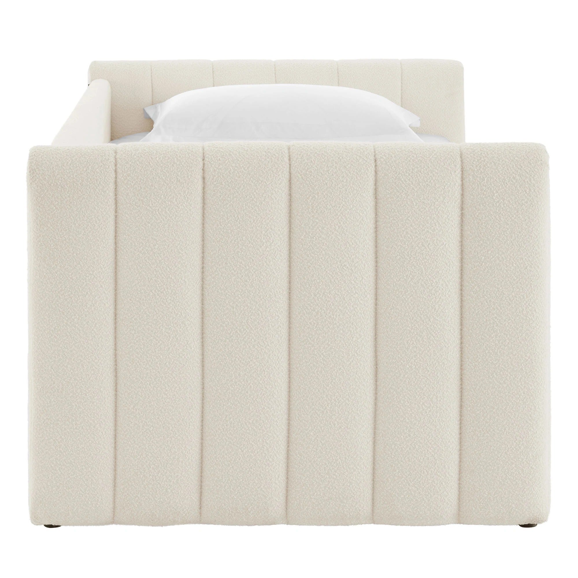 Veyla Channel Tufted Boucle Twin Daybed With Trundle in Cloud