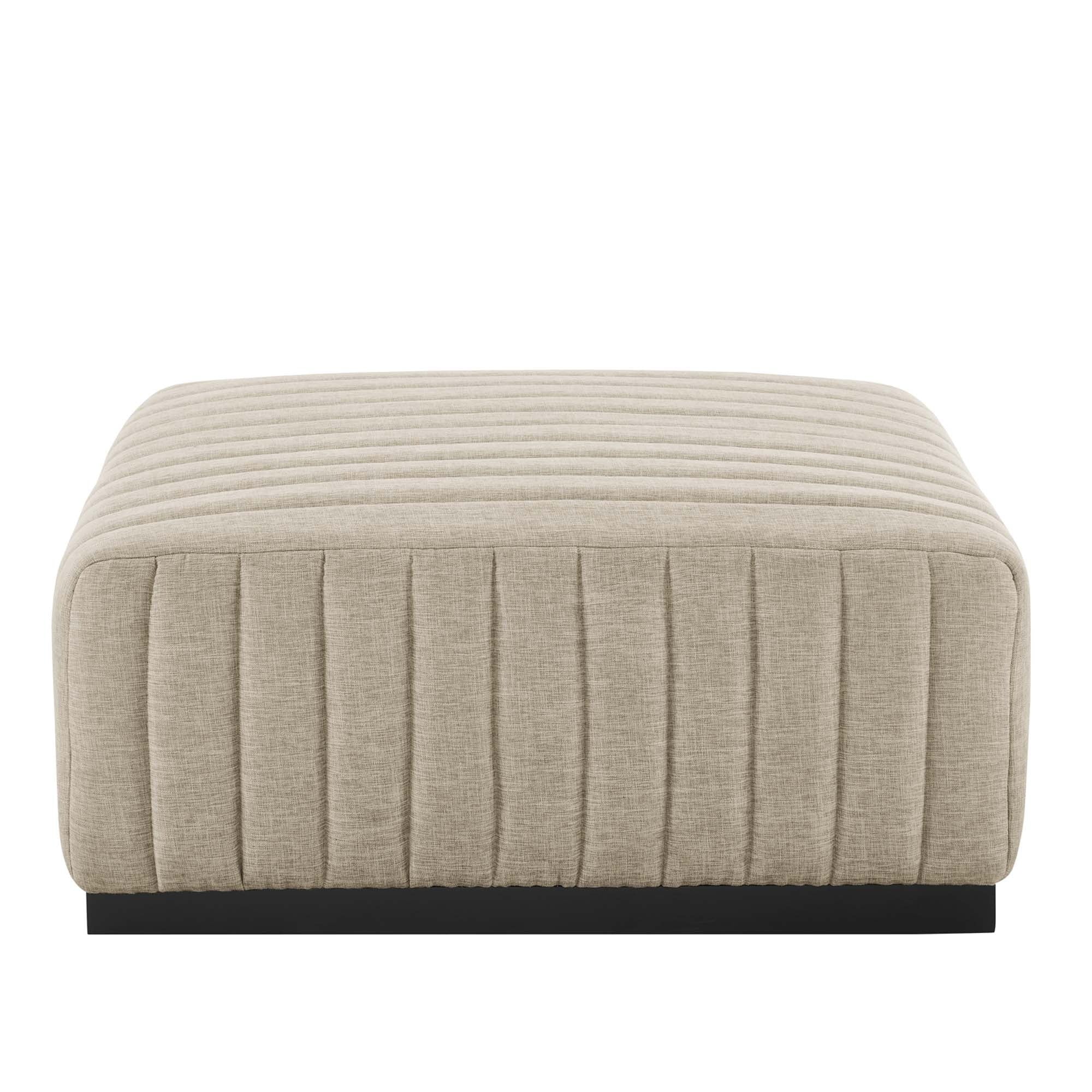 Conjure 5-Piece Channel Tufted Upholstered Fabric Sectional in Black Beige