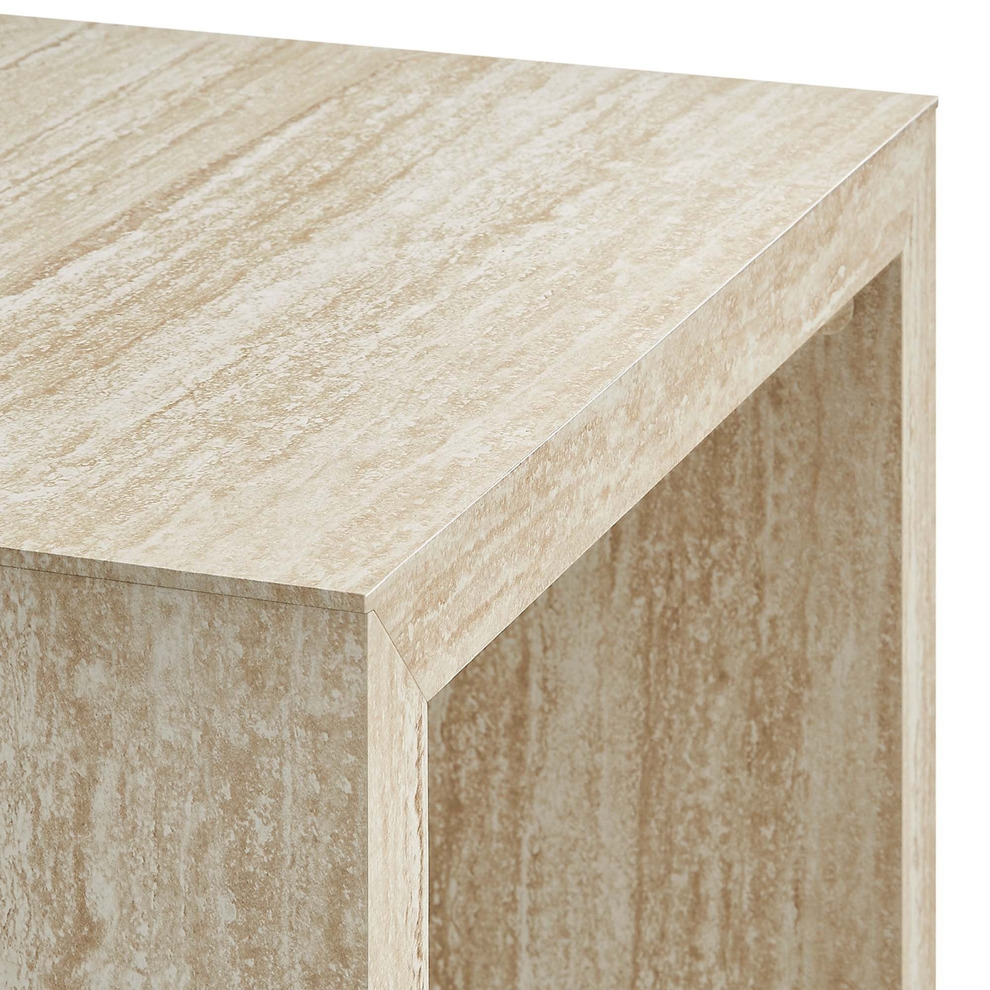 Mirella Faux Travertine Side Table in Travertine