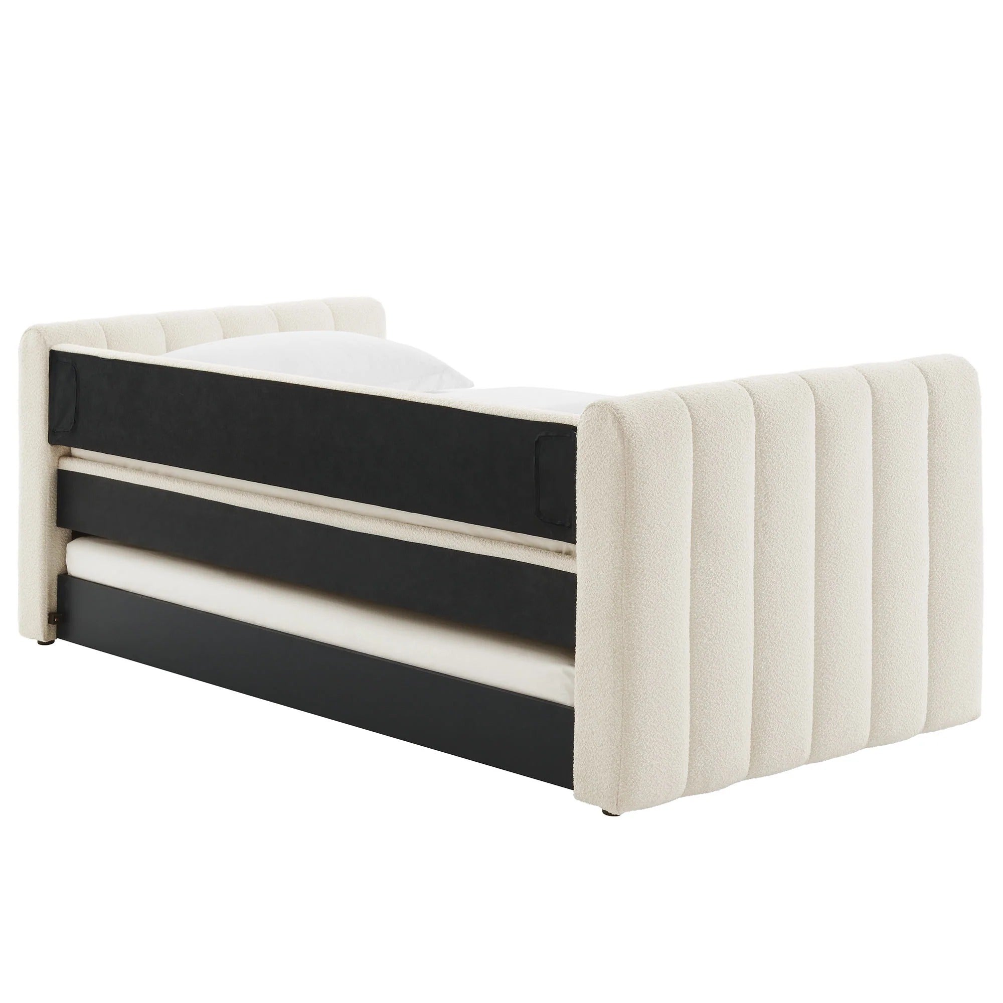 Veyla Channel Tufted Boucle Twin Daybed With Trundle in Cloud