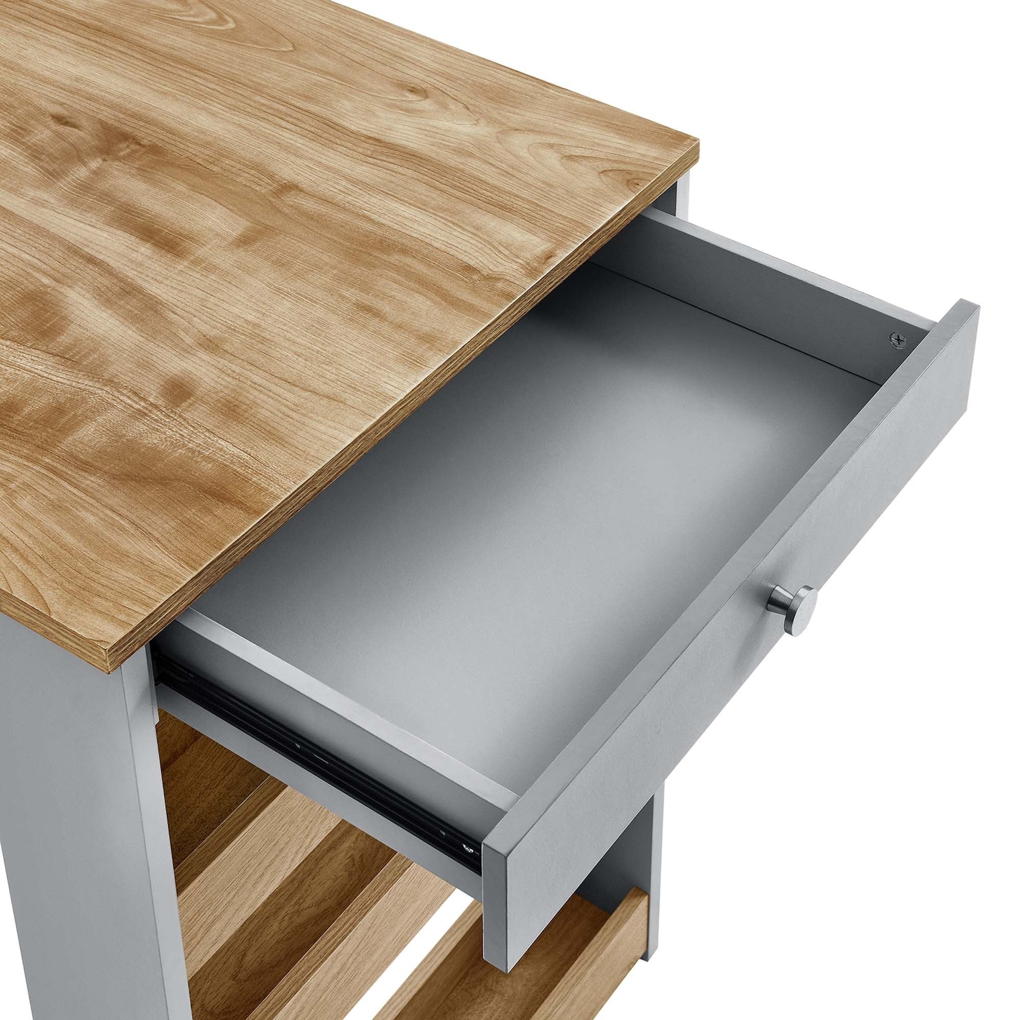 Galley 3-Piece Kitchen Island and Stool Set in Oak Gray